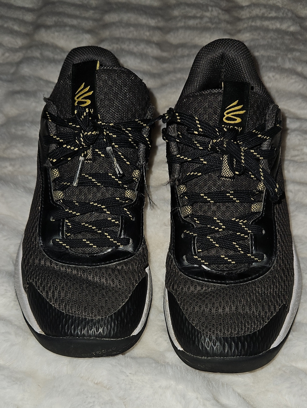 Under Armour Kids Black Sneakers with Yellow Accents